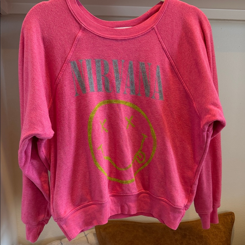 Daydreamer Pink and Yellow Nirvana Crew Neck Top